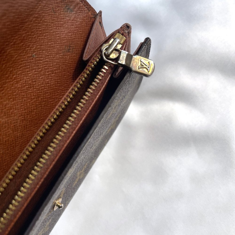 Auc Louis Vuitton Brown Mono Bi-Fold Long Wallet - Picture 13 of 15
